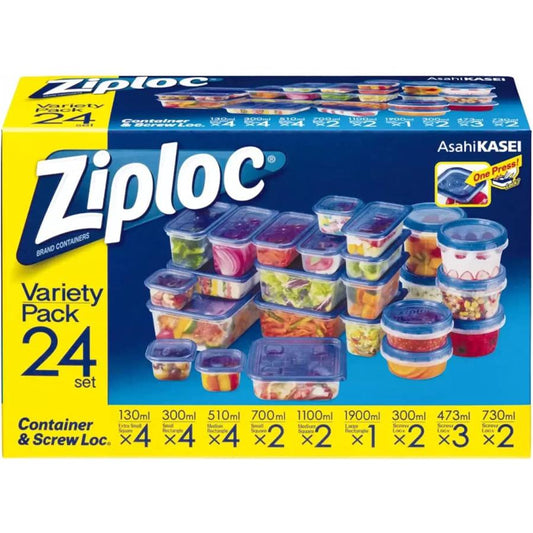 [Ziploc] コンテナーアソートセット タッパー 9種×24コ